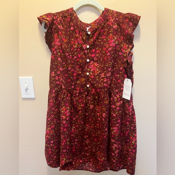 Time and Tru Dresses & Skirts - Time and Tru Floral Dress - Maroon and Pink NWT